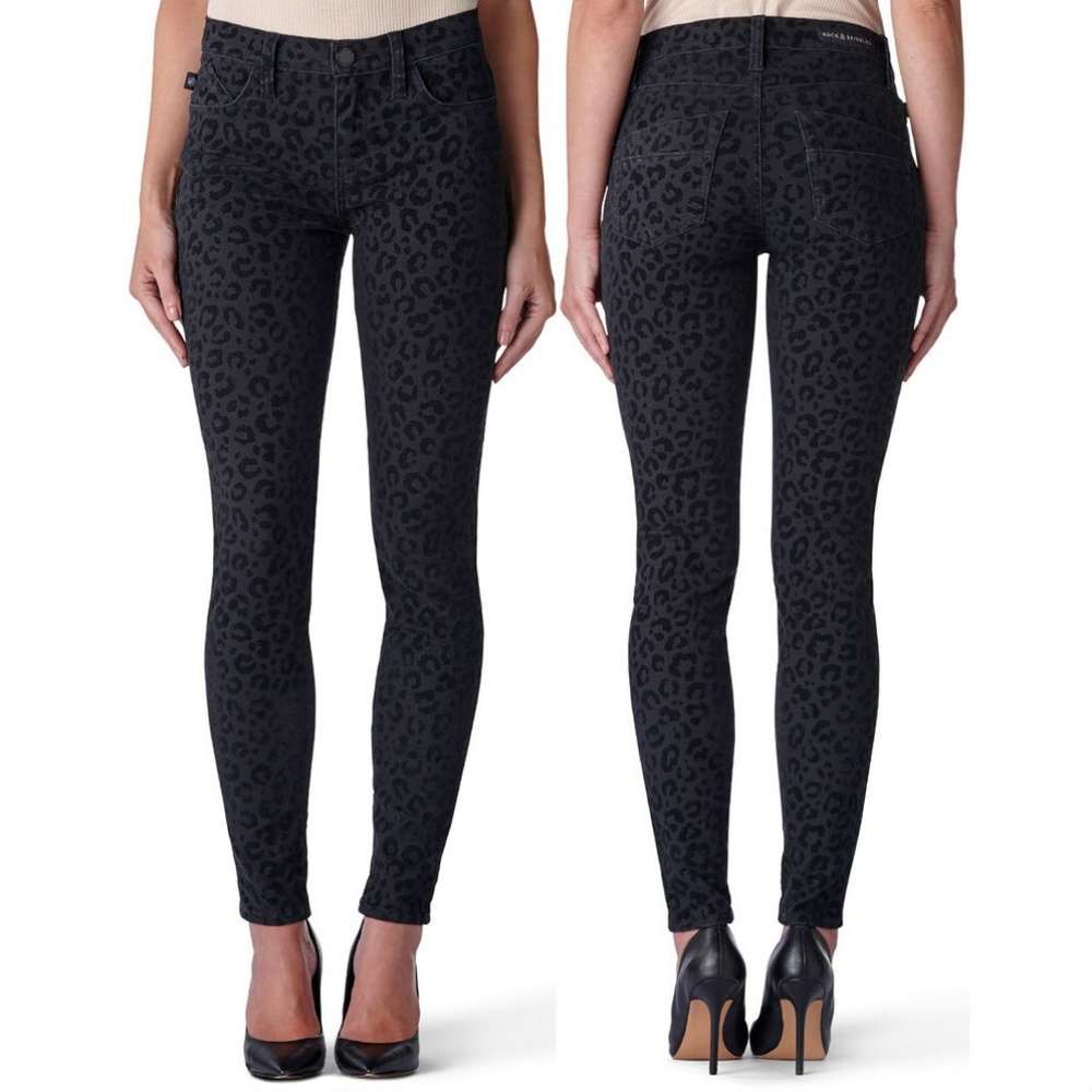 New! Rock & Republic Leopard Print Flocked Kashmiere Legging Jeans